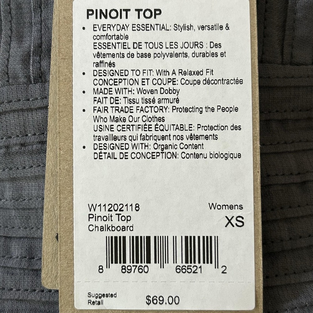 PrAna Blouse Womens XS Gray Pinoit Top Woven Dobby Organic Cotton Short Sleeve - Picture 3 of 11